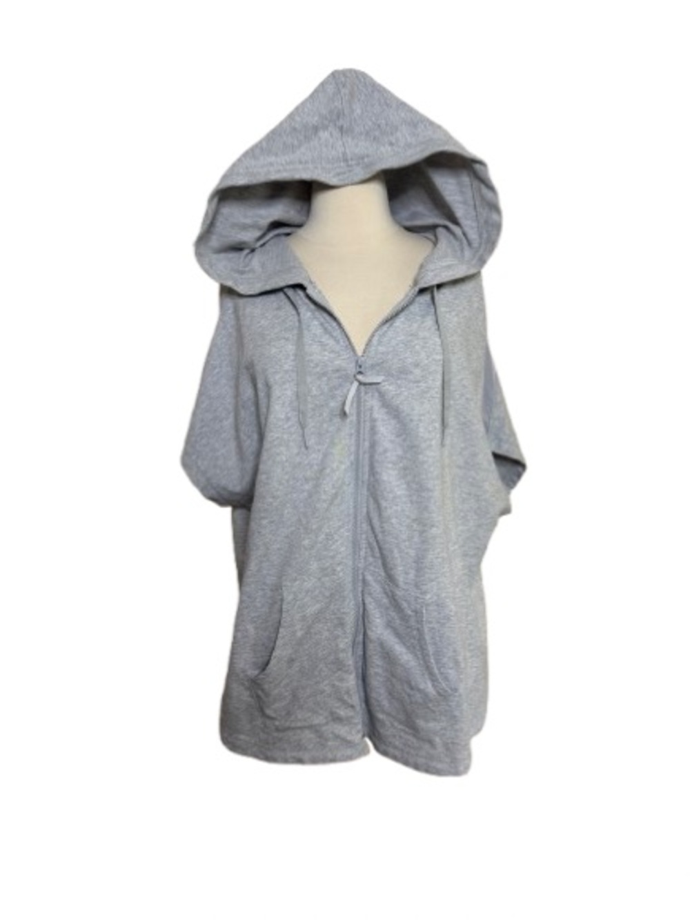 Victoria's Secret Sport Gray Short Dolman Sleeve Boxy Oversized Zip-Up Hoodie.